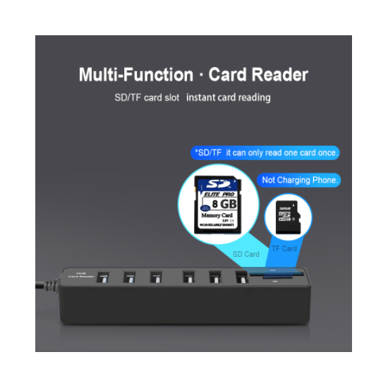 Multiplicador HUB USB 3.0 y Lector Micro SD y SD (HC)