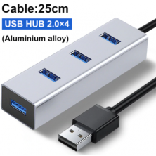 Multiplicador HUB USB Aluminio 2.0 4 puertos 25CM