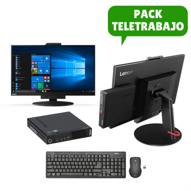 Pack Teletrabajo Todo en 1: Tiny i5, Monitor 22", Teclado y Webcam