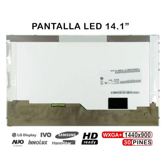 PANTALLA LED DE 14.1" PARA PORTÁTIL B141PW04 LTN141BT09 LP141WP3-TLA1 PANTALLA LED DE 14.1" PARA PORTÁTIL B141PW04 LTN141BT09 LP141WP3-TLA1