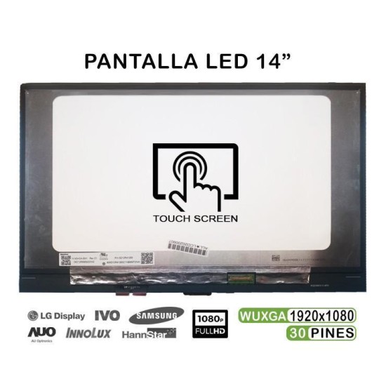 PANTALLA LED TÁCTIL DE 14" PARA PORTÁTIL LENOVO YOGA 530-14IKB 81EK PANTALLA LED TÁCTIL DE 14" PARA PORTÁTIL LENOVO YOGA 530-14IKB 81EK