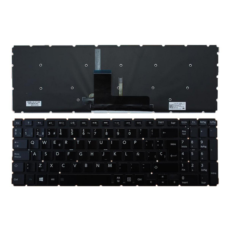 TECLADO RETROILUMINADO PARA PORTÁTIL TOSHIBA SATELLITE L50-B BRILLANTE SIN MARCO