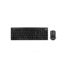 Teclado y Ratón OQO-TR002-W Español, Inalámbrico, Negro, Nuevo
