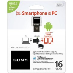 Unidad Flash Pendrive Sony 16GB Microvault USB 2.0 Flash Drive compatible con Smartphone, Nuevo
