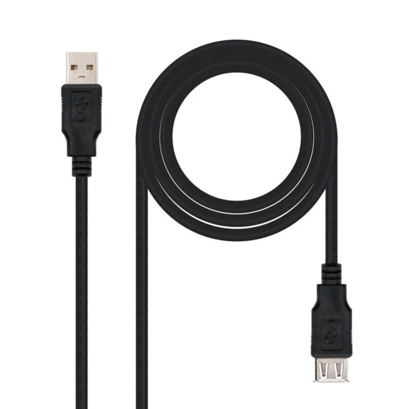 Cable USB 3.0 Tipo A Macho-Hembra 1,8M - USB carga y datos, Negro - 1º Calidad, A+