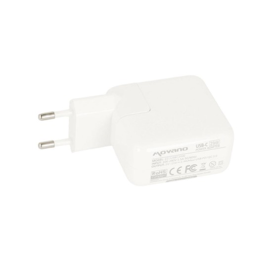 Cargador Movano 29W USB tipo C USB-C iPad/MacBook, Blanco, Nuevo