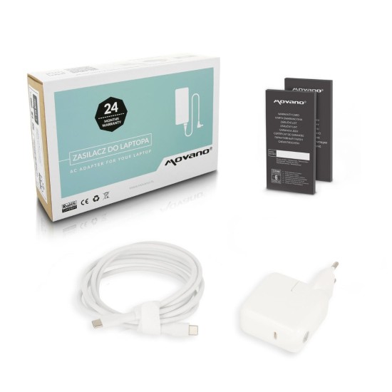 Cargador Movano 29W USB tipo C USB-C iPad/MacBook, Blanco, Nuevo