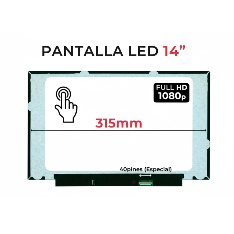 Pantalla táctil 14″ FHD B140HAK03.2 40 pines | LED Mate portátil