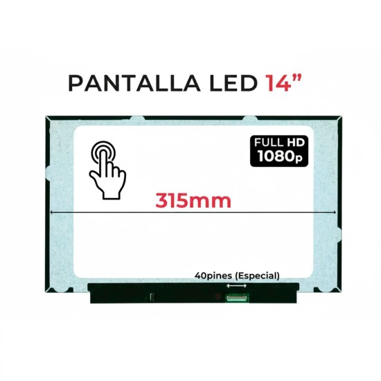Pantalla táctil 14″ FHD B140HAK03.2 40 pines | LED Mate portátil