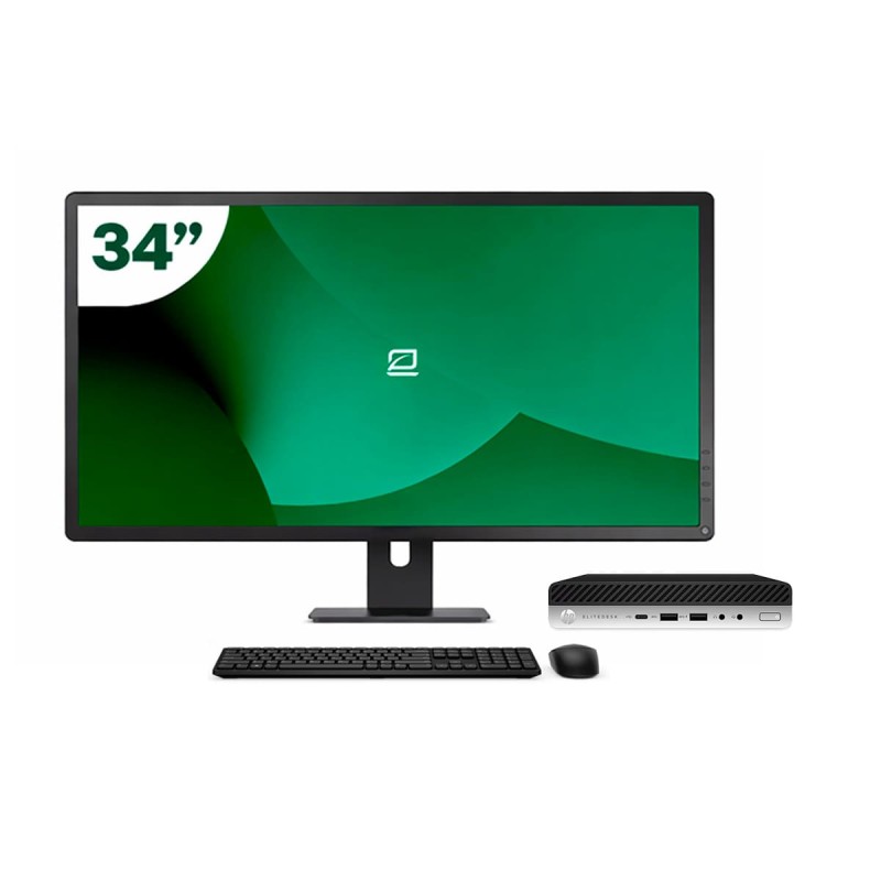 Pack HP 800 G5 Mini i5 9500T + Monitor 34" + Teclado/Ratón + WiFi USB