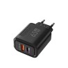 Cargador GaN 65W USB-C USB-A con carga rápida PD y QC3.0 Negro