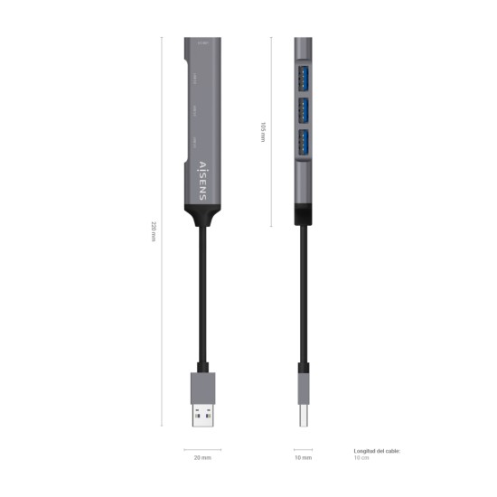 Hub USB Aisens A106-0540 Multipuerto USB