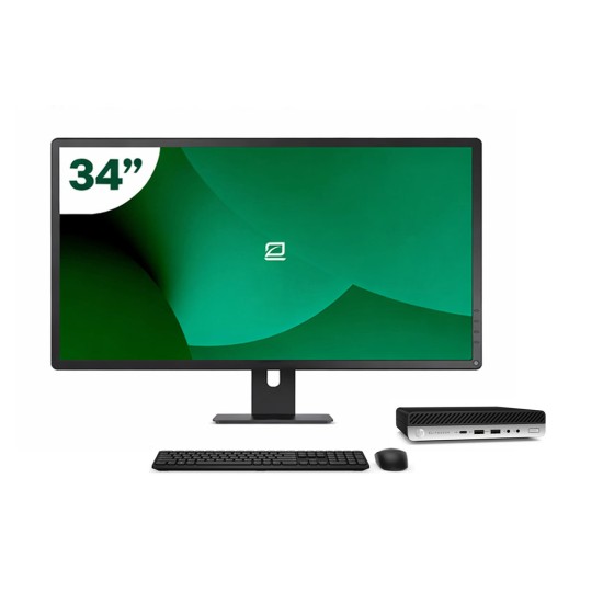Pack HP 600 G5 Mini i7 9700T + Monitor 34" + Teclado/Ratón + WiFi USB