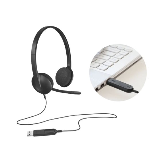 Logitech H340 USB con Micrófono Negro · Auriculares Stereo
