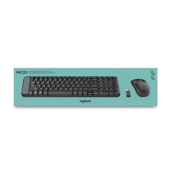 Teclado + Ratón Logitech MK220 Inalámbrico Wireless, Negro, Nuevo