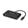 Adaptador Multipuertos StarTech USB Tipo C HUB 3x USB 3.0 1x RJ45 Ethernet y PD, Km0 Caja Original 