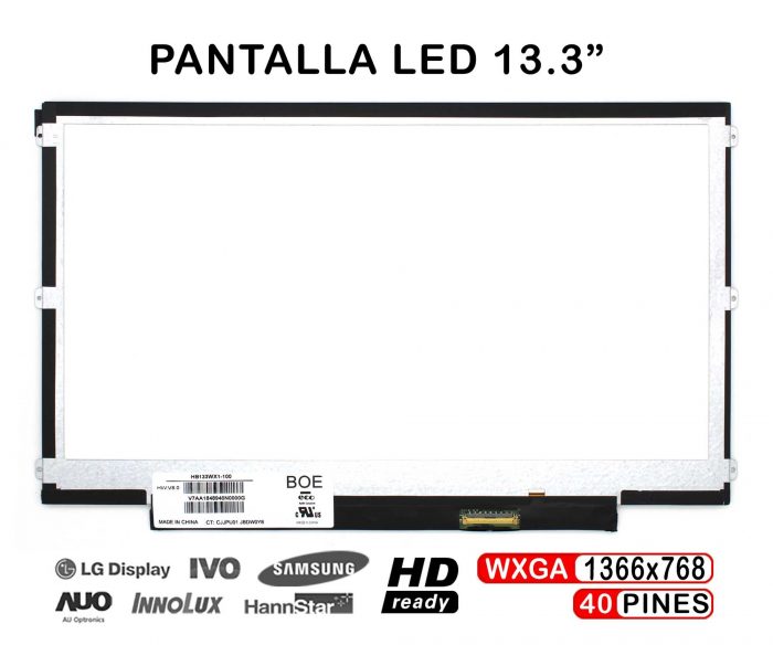 PANTALLA LED DE 13.3" PARA PORTÁTIL HB133WX1-100 40 PINES