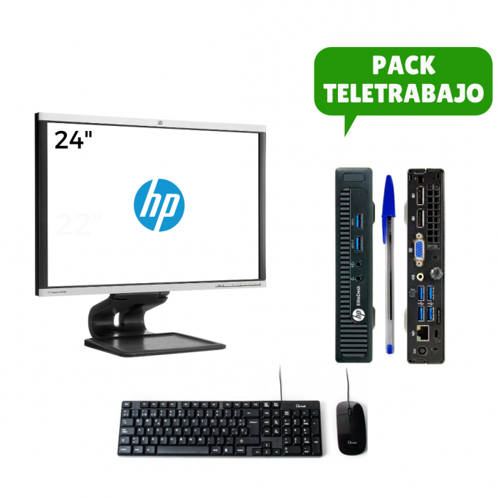 Pack Teletrabajo Monitor 24" + Sobremesa Mini PC i5 4570T + Teclado + Ratón